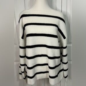 Bluivy Black White Striped Boatneck Sweater M/L Medium Large